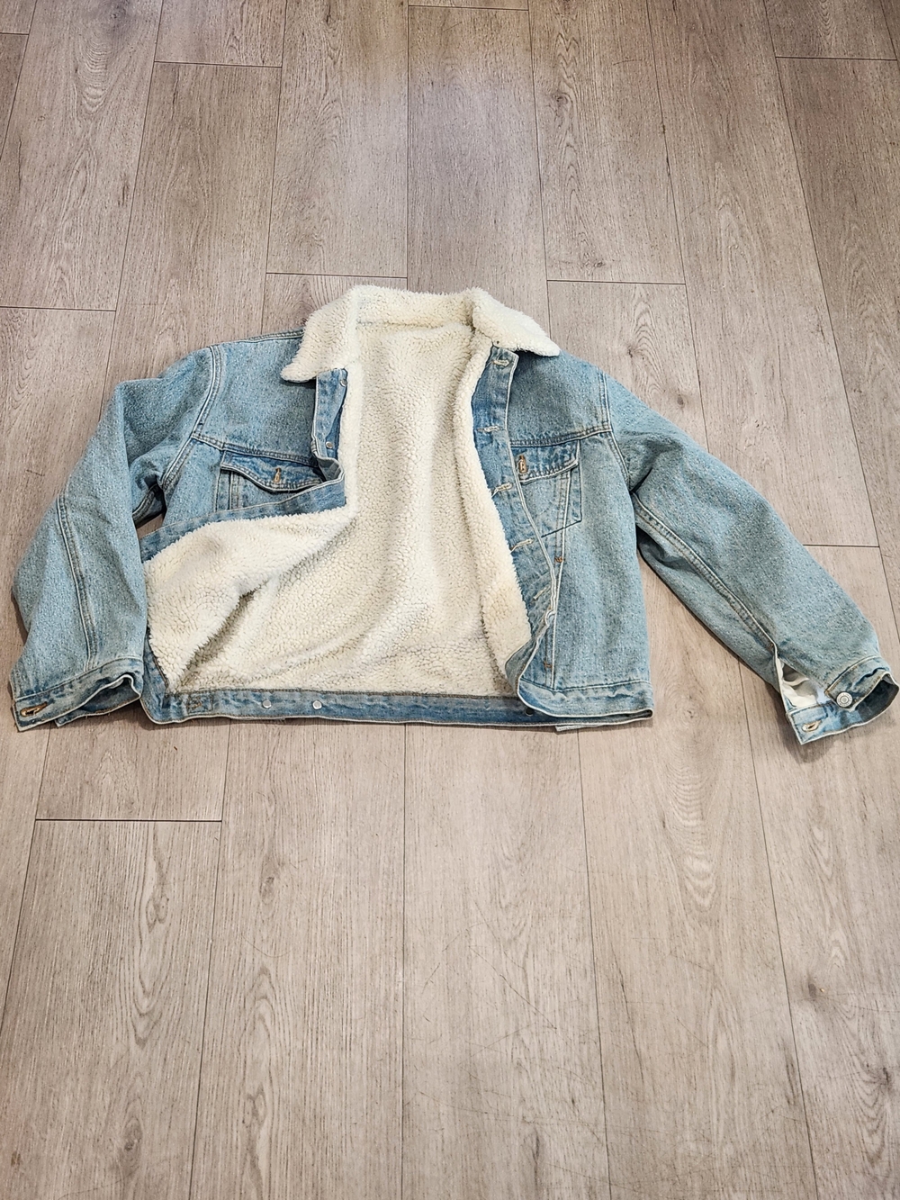 John Galt Brandy Melville Light Wash Sherpa Lined Denim Jacket S